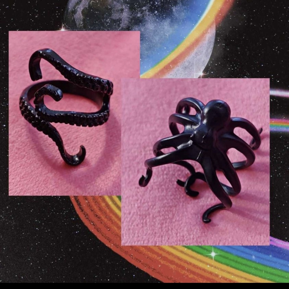 NWOT Octopus tentacle adjustable ring set